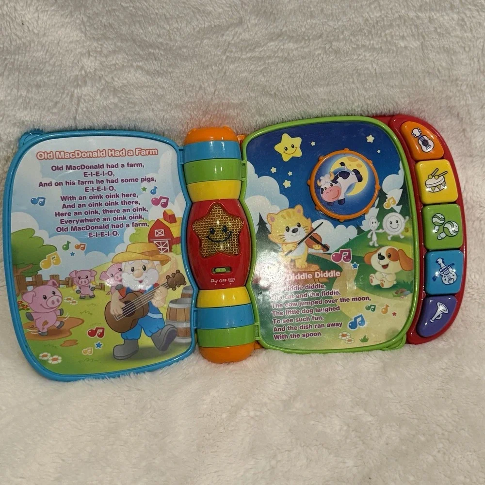 VTech Musical Rhymes Book Baby & Toddler Toy Educational Learning Red 6-36 Mo EC